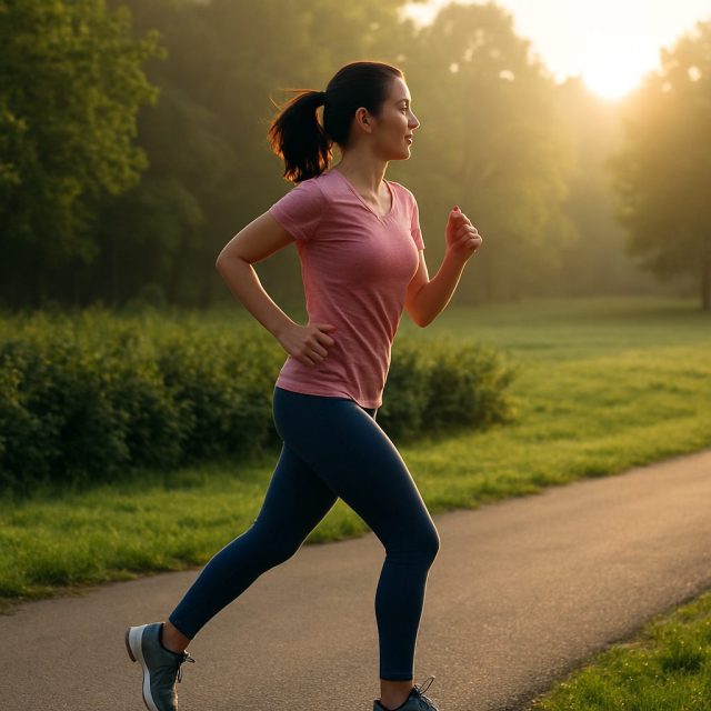 A woman jogging in the morning to maintain a healthy lifestyle.